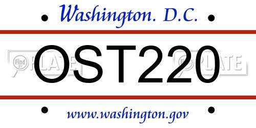 OST220 District Of Columbia License Plate