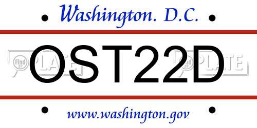 OST22D District Of Columbia License Plate