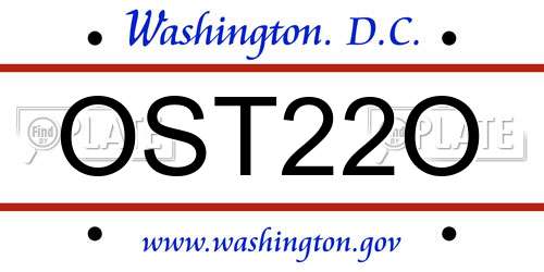 OST22O District Of Columbia License Plate