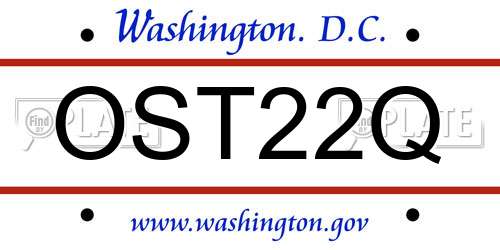 OST22Q District Of Columbia License Plate