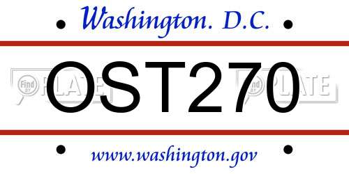 OST270 District Of Columbia License Plate