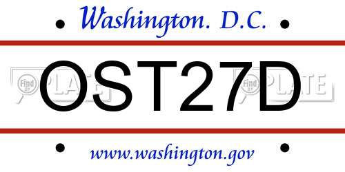 OST27D District Of Columbia License Plate