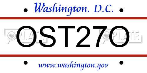 OST27O District Of Columbia License Plate