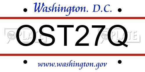 OST27Q District Of Columbia License Plate