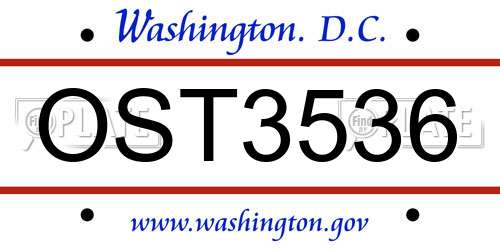 OST3536 District Of Columbia License Plate