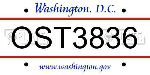 OST3836 District Of Columbia License Plate