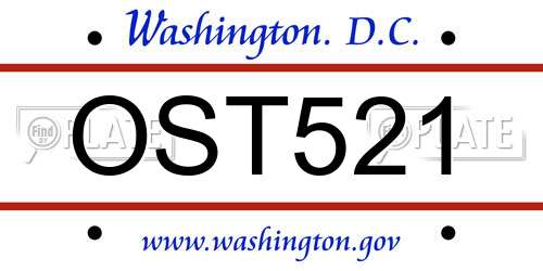 OST521 District Of Columbia License Plate