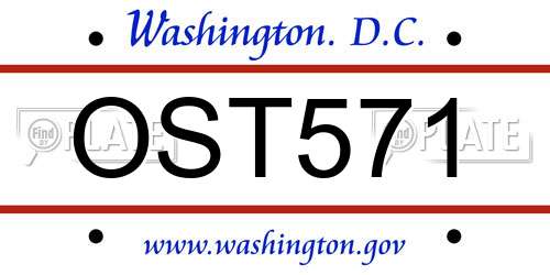 OST571 District Of Columbia License Plate