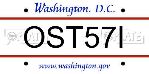 OST57I District Of Columbia License Plate