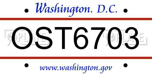 OST6703 District Of Columbia License Plate
