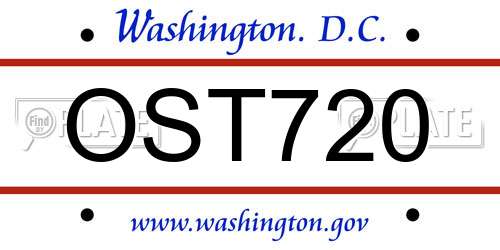 OST720 District Of Columbia License Plate