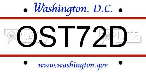 OST72D District Of Columbia License Plate