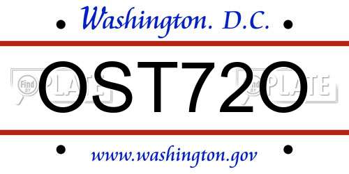 OST72O District Of Columbia License Plate