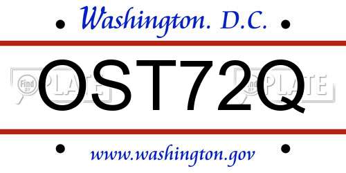 OST72Q District Of Columbia License Plate