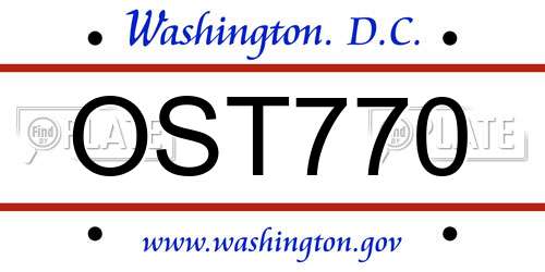 OST770 District Of Columbia License Plate