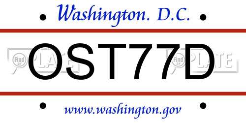 OST77D District Of Columbia License Plate