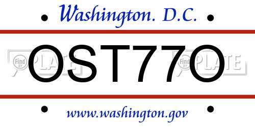 OST77O District Of Columbia License Plate
