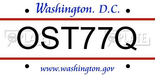 OST77Q District Of Columbia License Plate