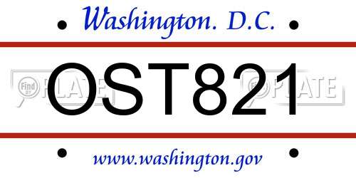 OST821 District Of Columbia License Plate