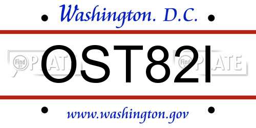 OST82I District Of Columbia License Plate