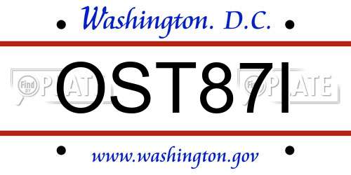OST87I District Of Columbia License Plate