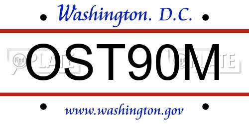 OST90M District Of Columbia License Plate