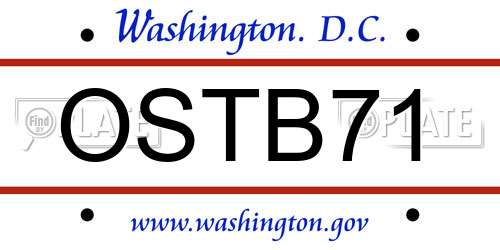 OSTB71 District Of Columbia License Plate