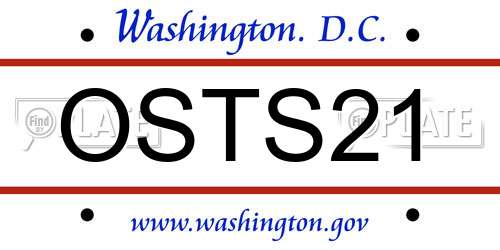 OSTS21 District Of Columbia License Plate
