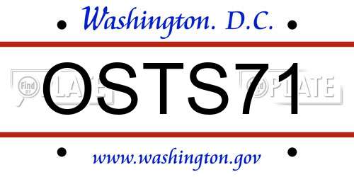 OSTS71 District Of Columbia License Plate