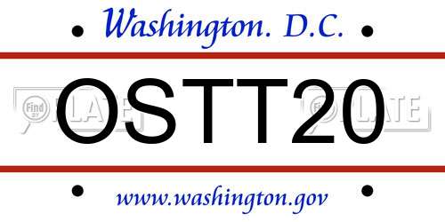OSTT20 District Of Columbia License Plate