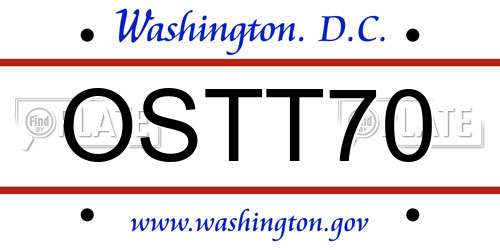 OSTT70 District Of Columbia License Plate