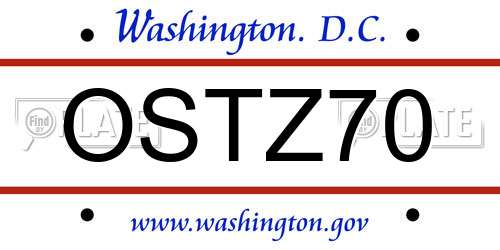 OSTZ70 District Of Columbia License Plate