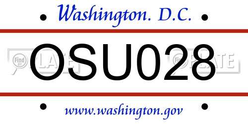 OSU028 District Of Columbia License Plate