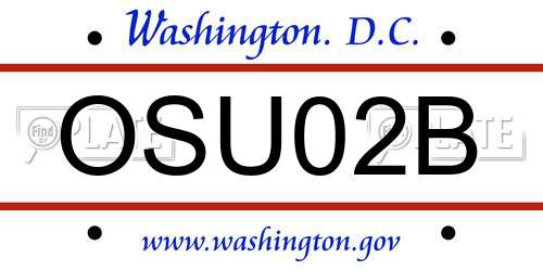 OSU02B District Of Columbia License Plate