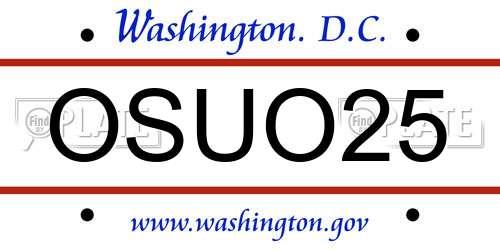 OSUO25 District Of Columbia License Plate