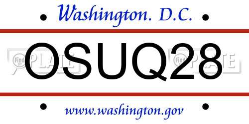 OSUQ28 District Of Columbia License Plate