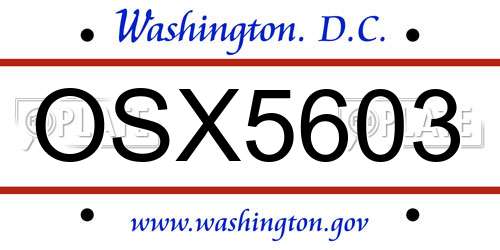 OSX5603 District Of Columbia License Plate