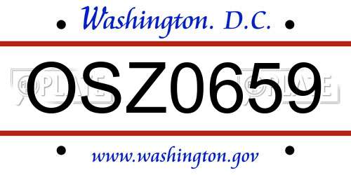 OSZ0659 District Of Columbia License Plate