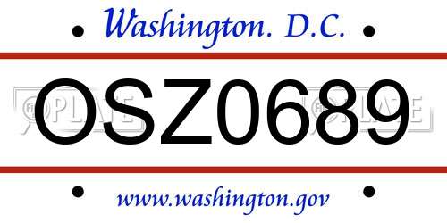 OSZ0689 District Of Columbia License Plate