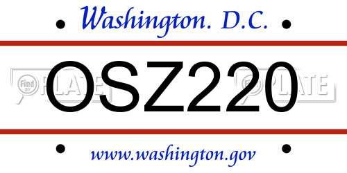 OSZ220 District Of Columbia License Plate
