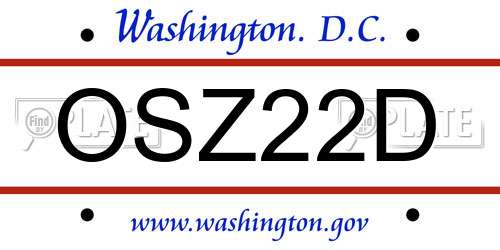 OSZ22D District Of Columbia License Plate