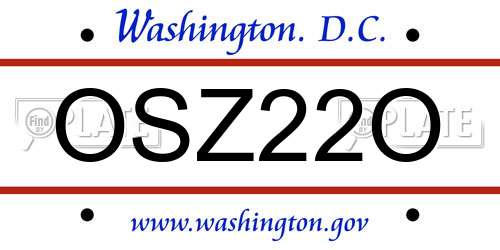 OSZ22O District Of Columbia License Plate