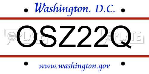OSZ22Q District Of Columbia License Plate