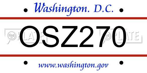 OSZ270 District Of Columbia License Plate