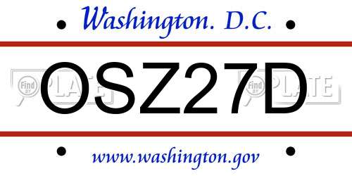 OSZ27D District Of Columbia License Plate
