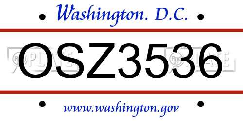 OSZ3536 District Of Columbia License Plate