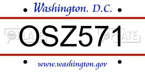 OSZ571 District Of Columbia License Plate