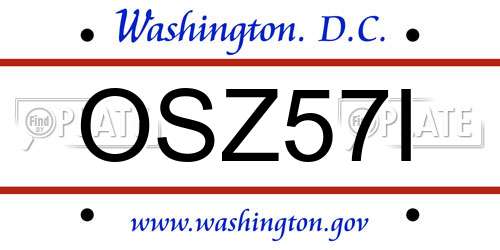 OSZ57I District Of Columbia License Plate