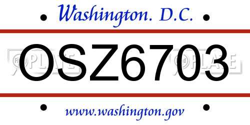 OSZ6703 District Of Columbia License Plate