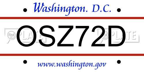 OSZ72D District Of Columbia License Plate